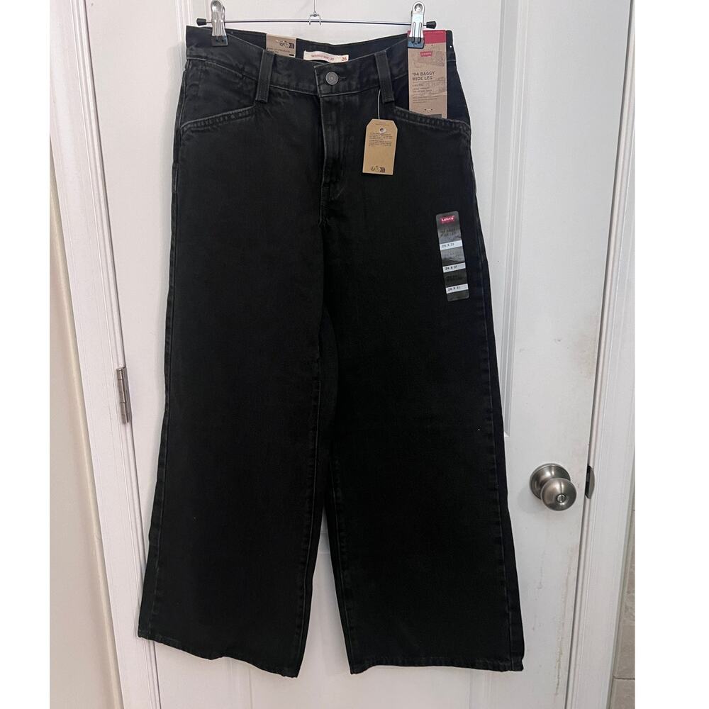 Levi's 94 Baggy Wide Leg Jeans mid-rise 26 Black 90s grunge Streetwear Skater - Picture 3 of 9